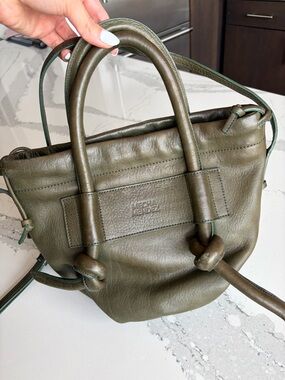 Mecha Mendez Olive Leather Knot-Detail Women’s Tote